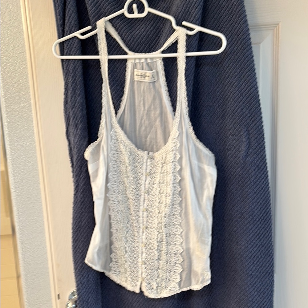 White Lace Trim Tank Top